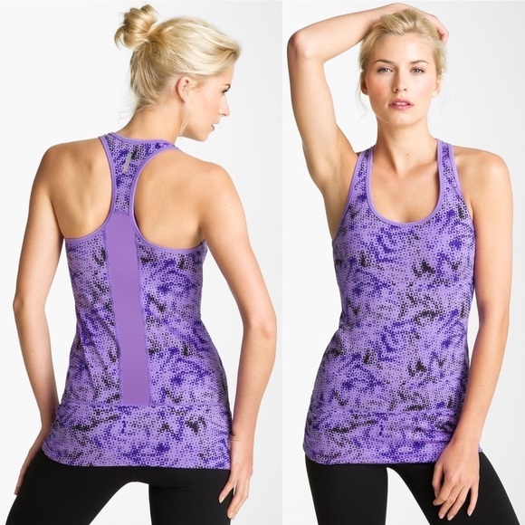 Zella || Easy Racerback Tank Mesh Purple Large - Picture 2 of 7